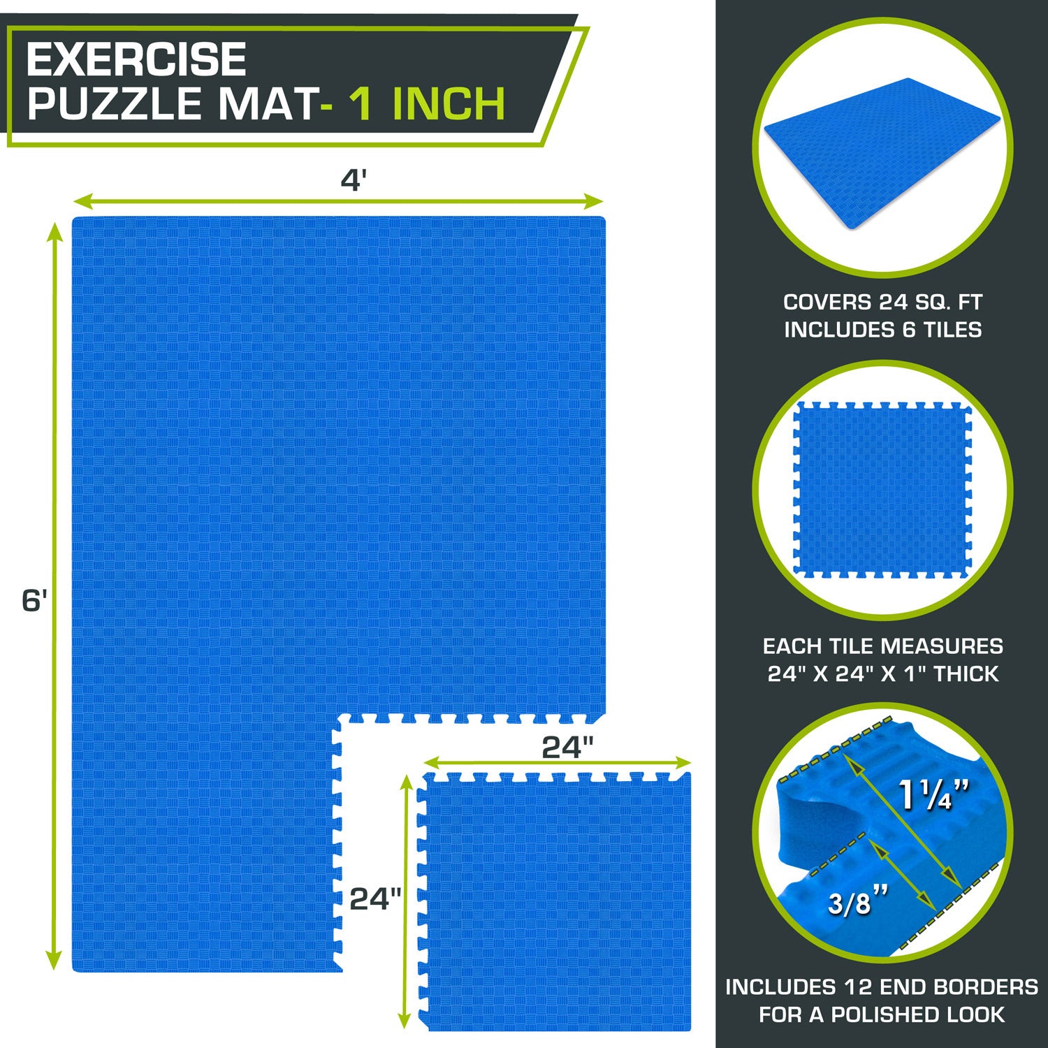 Exercise puzzle mat 1 inch sale