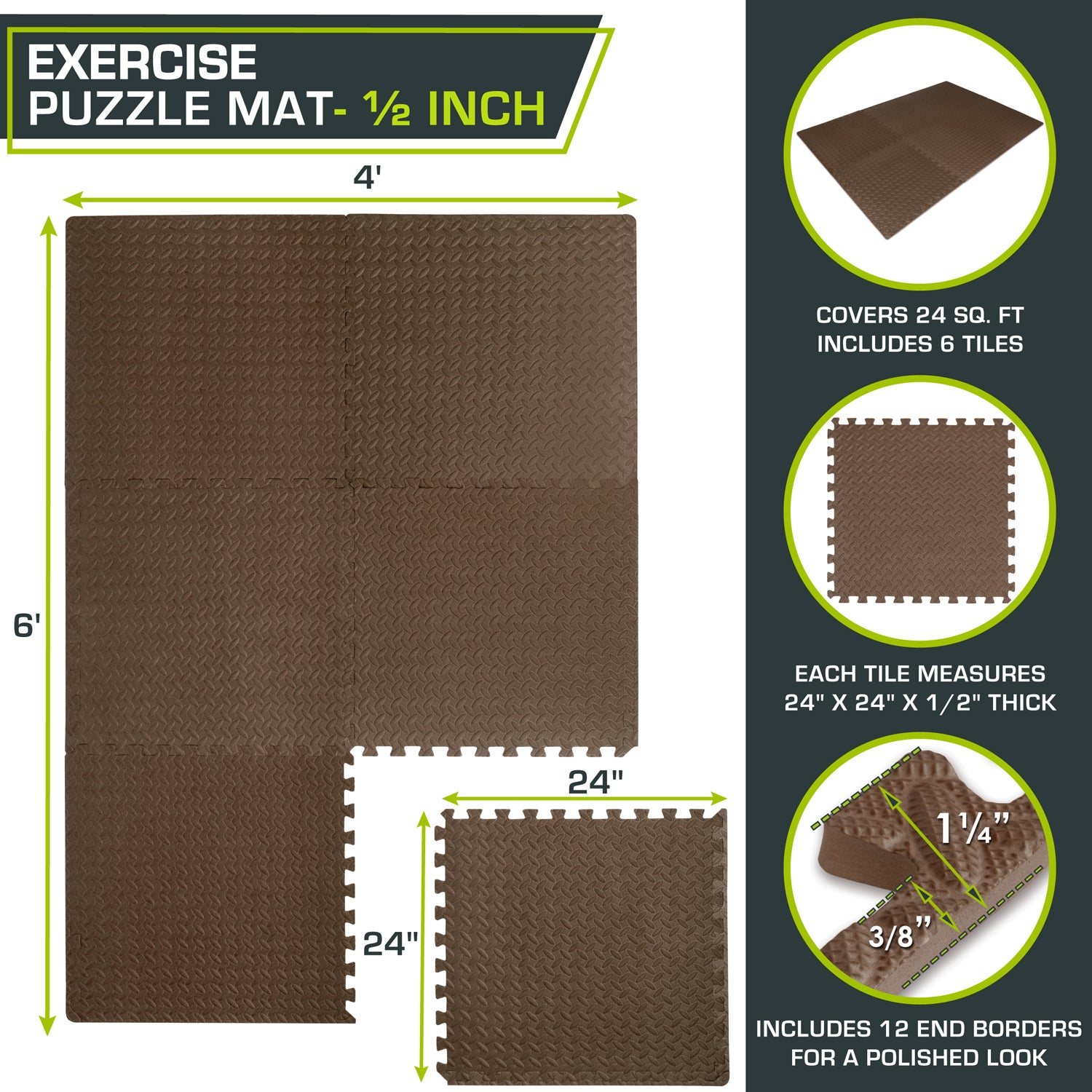 Exercise Puzzle Mat 1 2 in 24 Sq Ft ProsourceFit