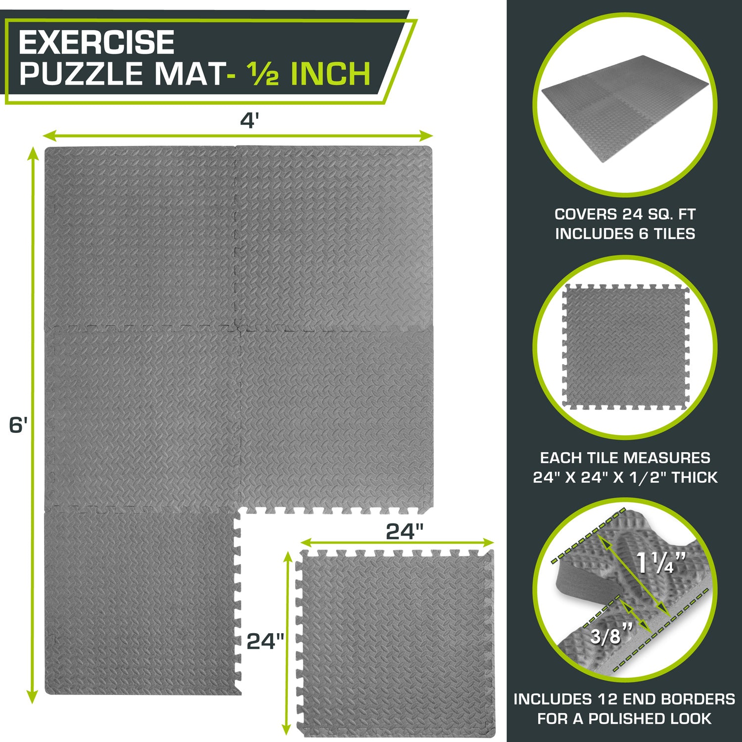 Exercise puzzle mat 1 inch sale