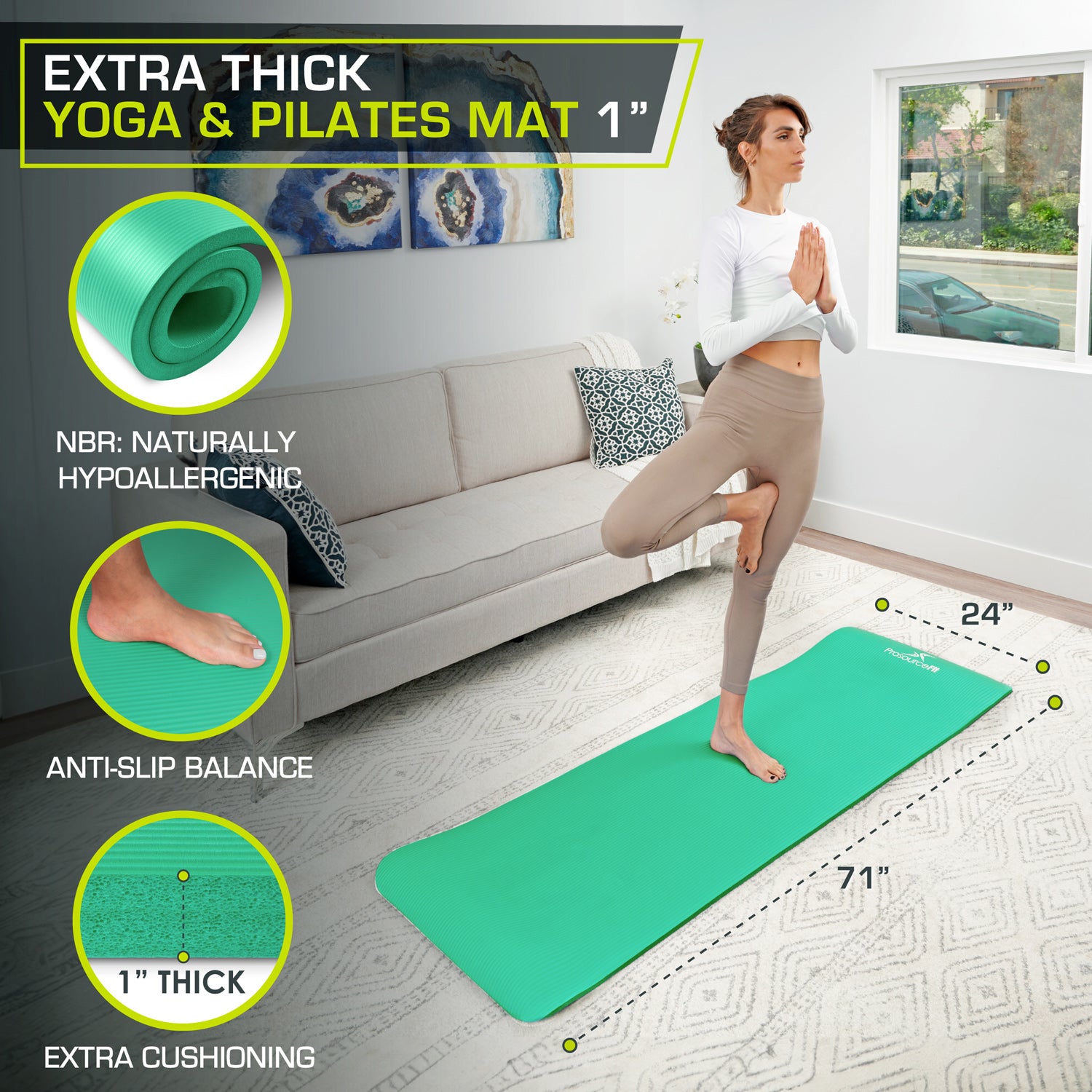 Pilates or online Yoga Mat, Comfortable and Thick Foam Material