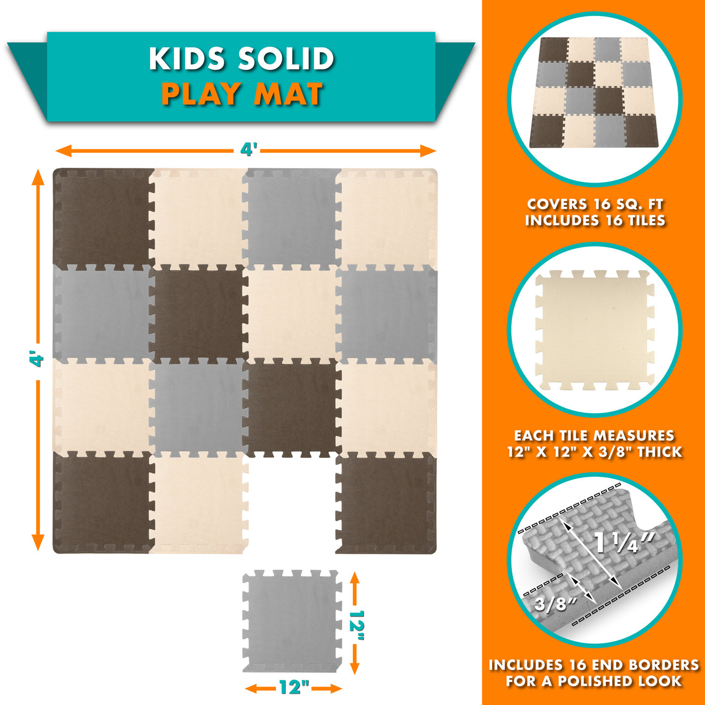 16 Tiles - Brown/Beige/Grey