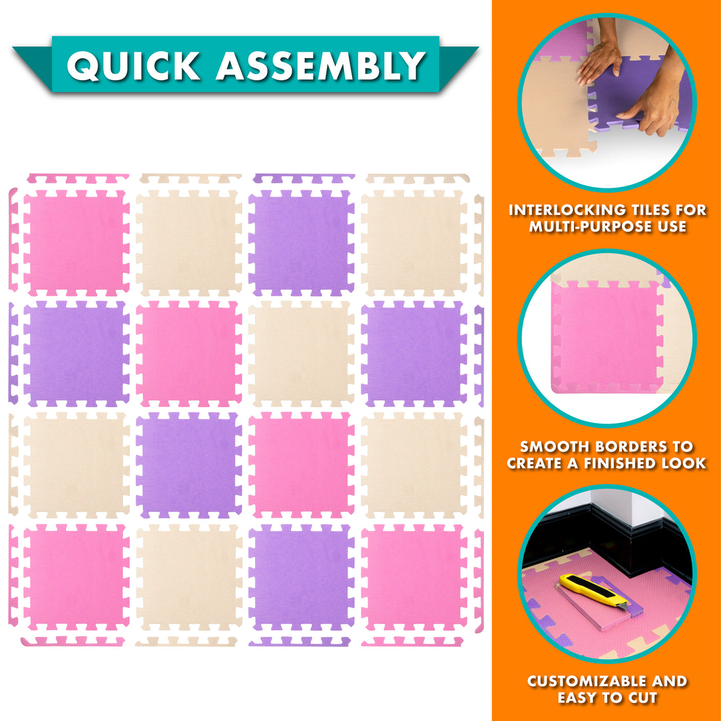 16 Tiles - Pink/Purple/Beige