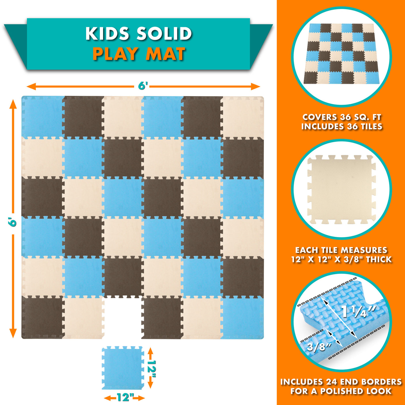 36 Tiles - Blue/Brown/Beige