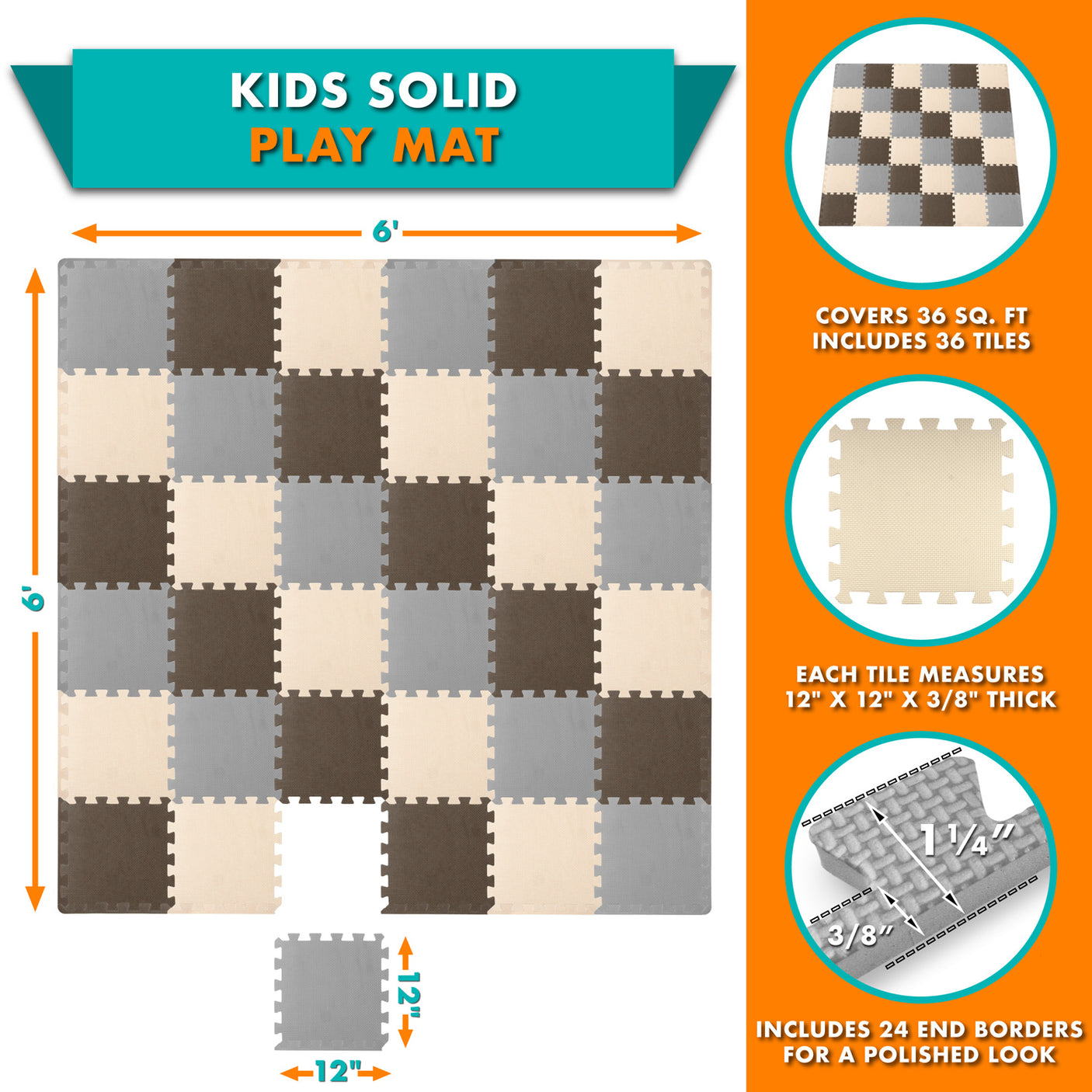 36 Tiles - Brown/Beige/Grey