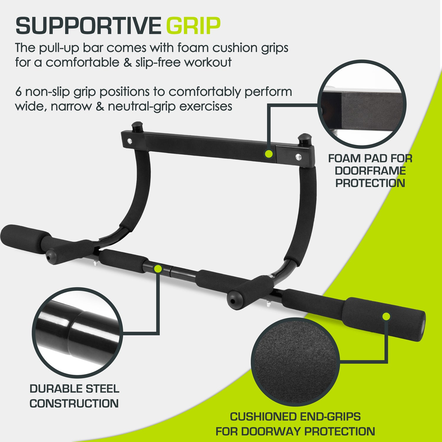 Multi-Grip Chin-Up/Pull-Up Bar, Heavy Duty Doorway Trainer Home Gym store 12 Grips