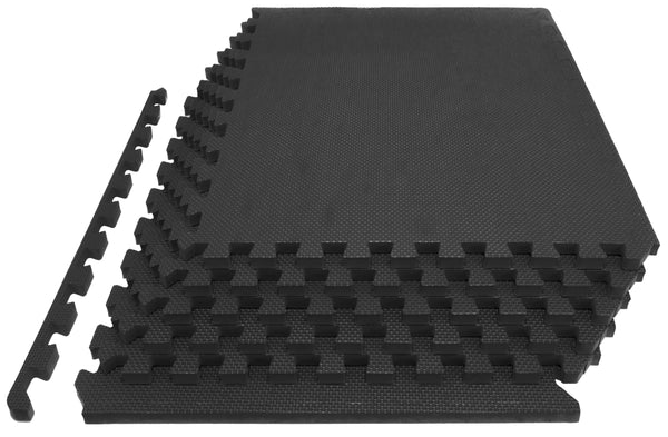 ProSource Puzzle Exercise Equipment Floor Mat, Black, 24” x 24”